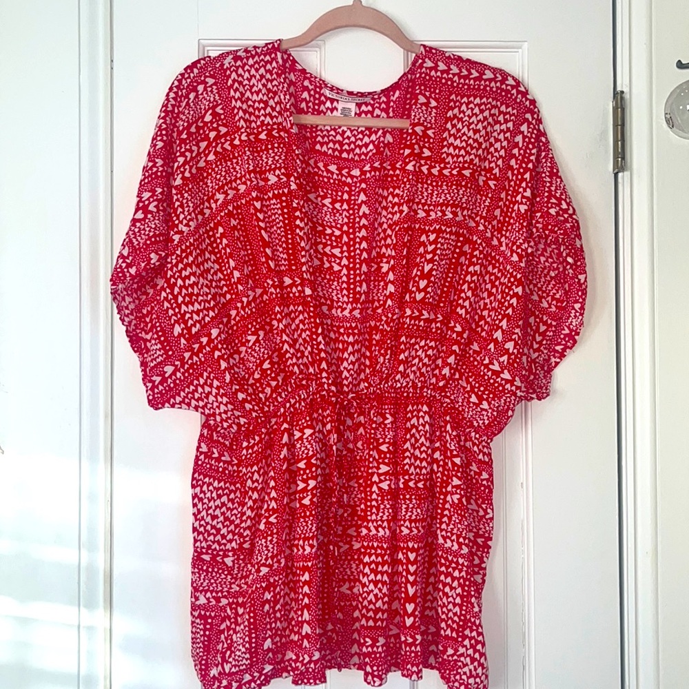 Victoria Secret kimono, red and white hearts, Y2K